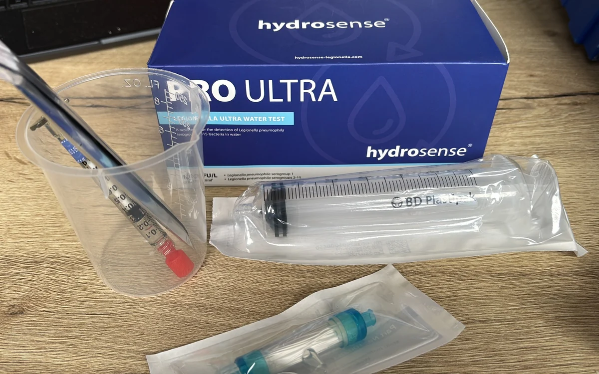 Field water-testing equipment and sampling materials in their case