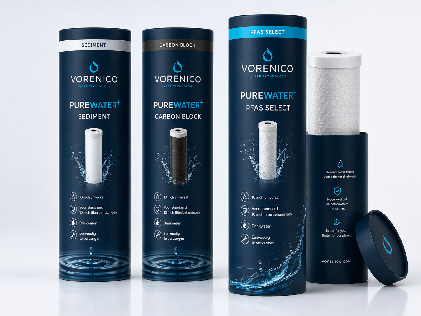 Vorenico PureWater+ cartridge collectie